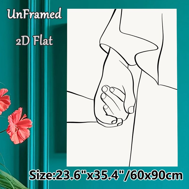 Holding Hands Painting Poster, Minimalist Single-line Art Poster, Elegant Intertwined Hands Design, Suitable For Bedroom And Living Room Wall_maomaolike.com