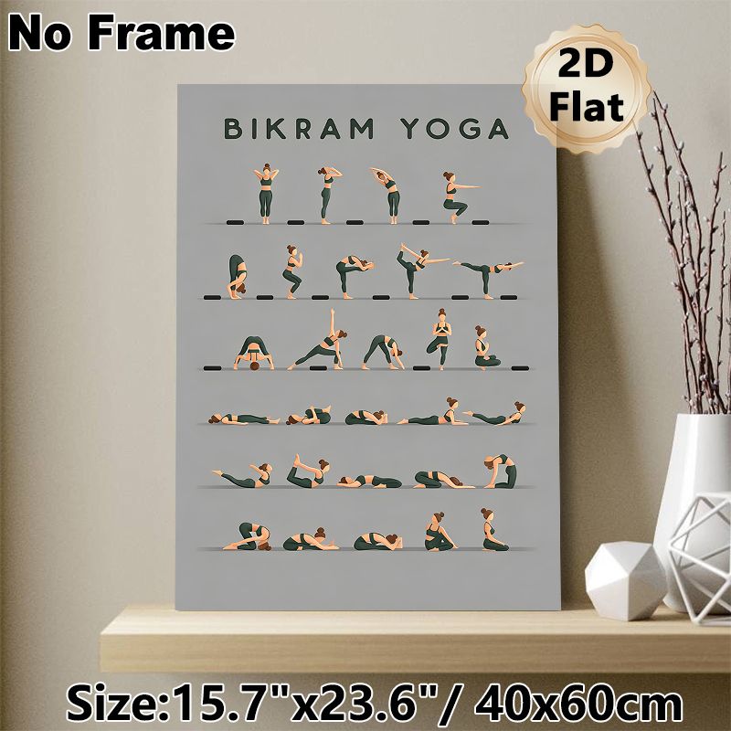 Bikram Yoga Painting Poster, Minimalist Flat-style Yoga Poses Illustration Poster, Clear Pose Guide For Yoga Practice, Ideal For Home Gym And Yoga_maomaolike.com