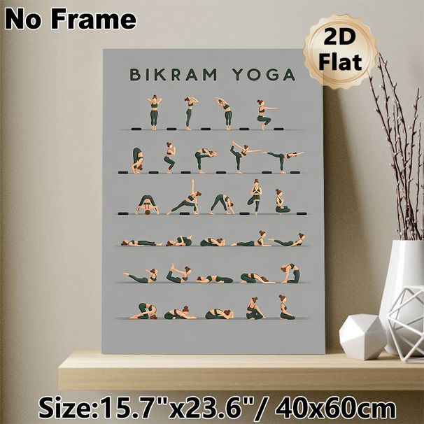 Bikram Yoga Painting Poster, Minimalist Flat-style Yoga Poses Illustration Poster, Clear Pose Guide For Yoga Practice, Ideal For Home Gym And Yoga_maomaolike.com
