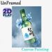 Korean Soju Themed Painting Poster, Soft Watercolor Style Soju Bottle With Blue Hibiscus Flowers Poster, Unique Korean Beverage Artwork Ideal For_maomaolike.com