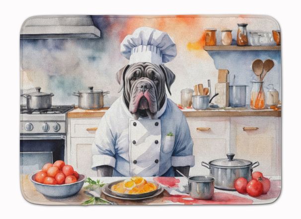 Neapolitan Mastiff The Chef Memory Foam Kitchen Mat Machine Washable Anti-Fatigue Mat Cushion Comfort Bath Mat Or Kitchen Rug_maomaolike.com