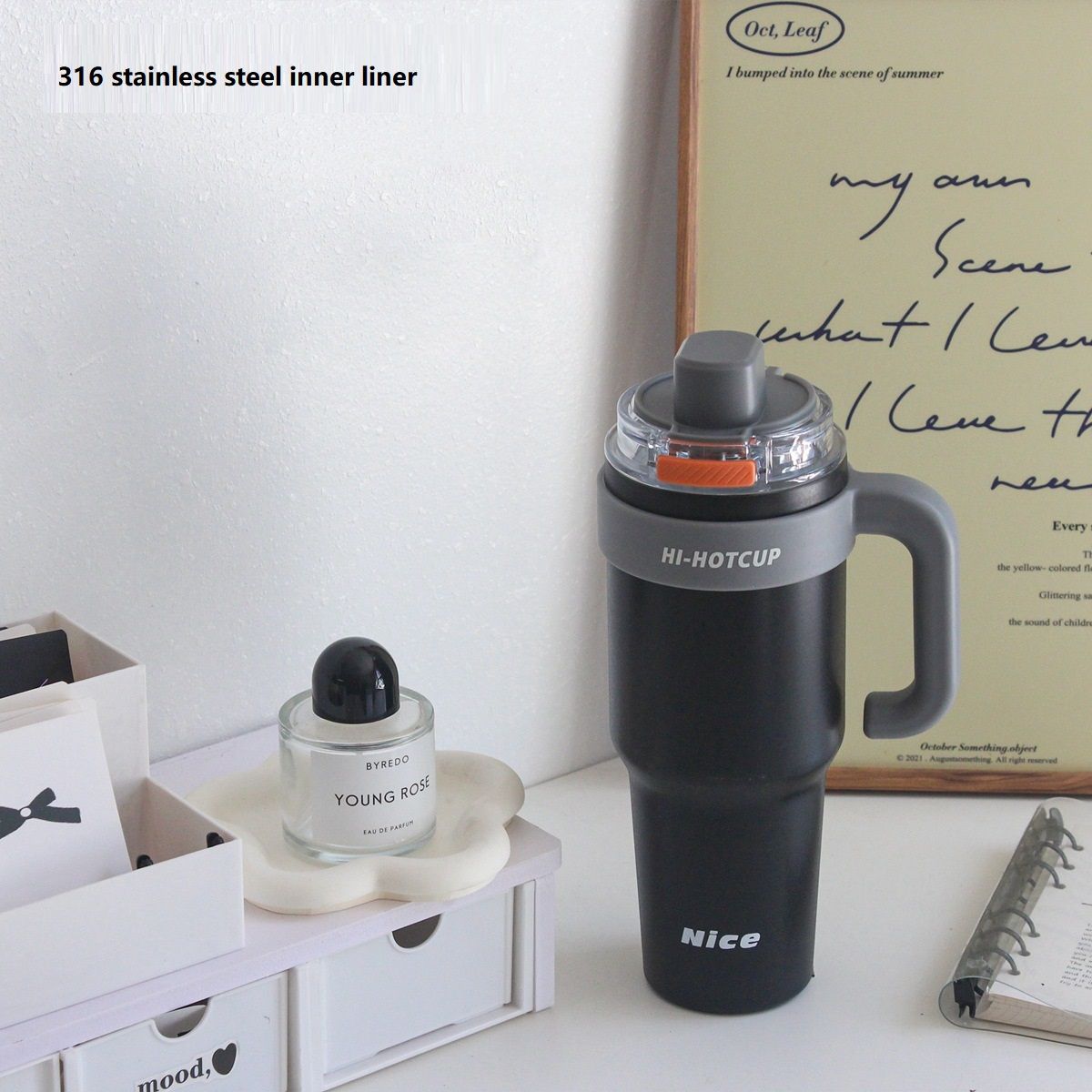 Summer New Giant Thermos Cup Capacity Ceramic Ice Cream Cup Stainless Steel Ice And Cold Car Coffee Cup_maomaolike.com