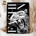 Leopard Themed Painting Poster, Monochrome Roaring Leopard With Artistic Typography Poster, Sleek Eye-catching Decor Ideal For Living Room, Office_maomaolike.com