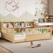 A Full-sized Wooden Floor Bed With A Fence-style Guardrail, Featuring A Side Storage Decorative Function, And Its Color Is Natural_maomaolike.com
