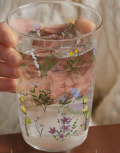 High Borosilicate Glass Convenient Home Use, Stylish Milk Juice Beverage Water Cup, Coffee Cup For Girls_maomaolike.com