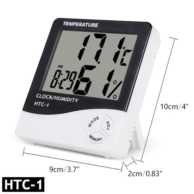 LCD Digital Temperature Humidity Meter HTC-1 HTC-2 Home Indoor Outdoor Hygrometer Thermometer Weather Station With Clock_maomaolike.com