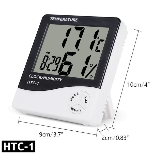 LCD Digital Temperature Humidity Meter HTC-1 HTC-2 Home Indoor Outdoor Hygrometer Thermometer Weather Station With Clock_maomaolike.com