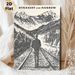 Railway & Mountain Figure Painting Poster, Vintage Monochrome Textured "Straight And Narrow" Scene Poster, Thought-provoking Artistic Decor For Living_maomaolike.com