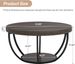 Wooden Coffee Table, 2-Tier Round Central Cocktail Table With Shelvesg_maomaolike.com
