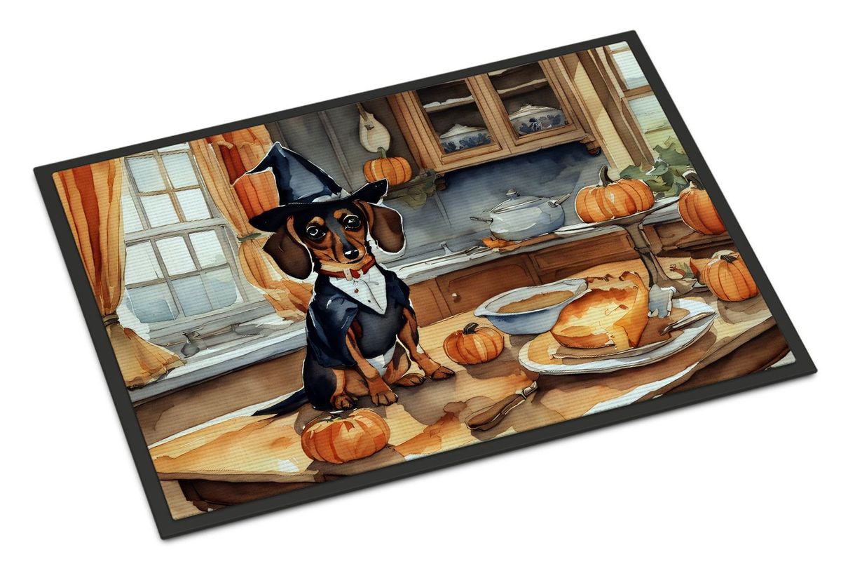 Dachshund Fall Kitchen Pumpkins Doormat Front Door Mat Indoor Outdoor Rugs For Entryway, Non Slip Washable Low Pile, 24H X 36W_maomaolike.com