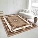 Living Room Rug Large Size Gorgeous Gold Frame Design Bedroom Rug Plush Thickened Machine Washable Thickened Underlay Interior Decorative Rug_maomaolike.com