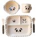 Cute Eating Bamboo Fiber Panda Children's Set Divided Plate Baby Food Bowl Fork Spoon Cup_maomaolike.com
