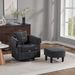 Swivel Accent Chair With Ottoman Set, Modern Chenille Barrel Armchair With Removable Back Pillow & 2 Armrest Covers For Living Room, Bedroom, Office, Black_maomaolike.com
