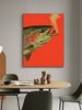A Decorative Salmon Painting Blending Pop Art Style With Absurd Humour, A Quintessential Expression Of Whimsical Aesthetics And Ironic Art_maomaolike.com