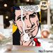 Humorous Male Portrait Pop Art Painting Poster, Vibrant Dot-Patterned Comic Style Poster, Witty Relatable Quote Decor Ideal For Home, Living Room_maomaolike.com