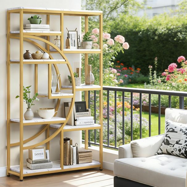 Freestanding Bookshelf, B Etagere Bookcase With 9 Open Shelves_maomaolike.com