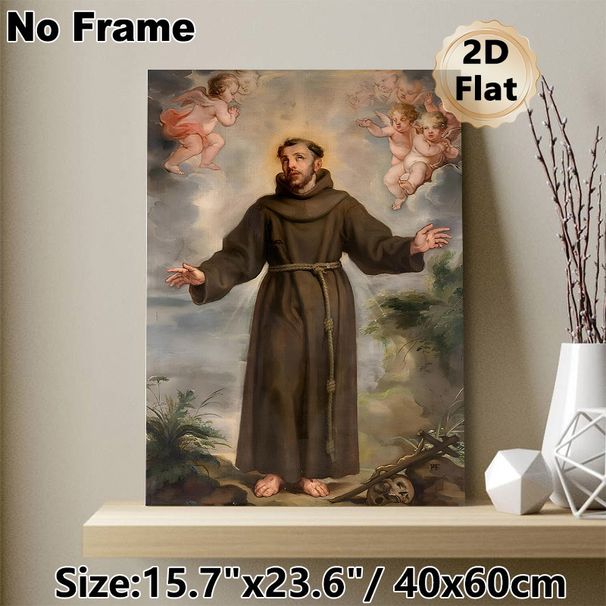 Saint Francis Religious Painting Poster, Classical Realistic Sacred Scene Poster, Timeless Spiritual Artwork Suitable For Church, Study Room And_maomaolike.com