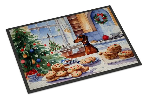 Dachshund Christmas Cookies Doormat Front Door Mat Indoor Outdoor Rugs For Entryway, Non Slip Washable Low Pile, 24H X 36W_maomaolike.com