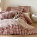 Wholesale INS Korean Pure Embroidered Double Layer Crepe Four-Piece All Cotton Lazy Style Color Block 4-Piece Set_maomaolike.com