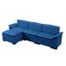 117.7' Sectional Sofa With Ottoman Navy Blue_maomaolike.com