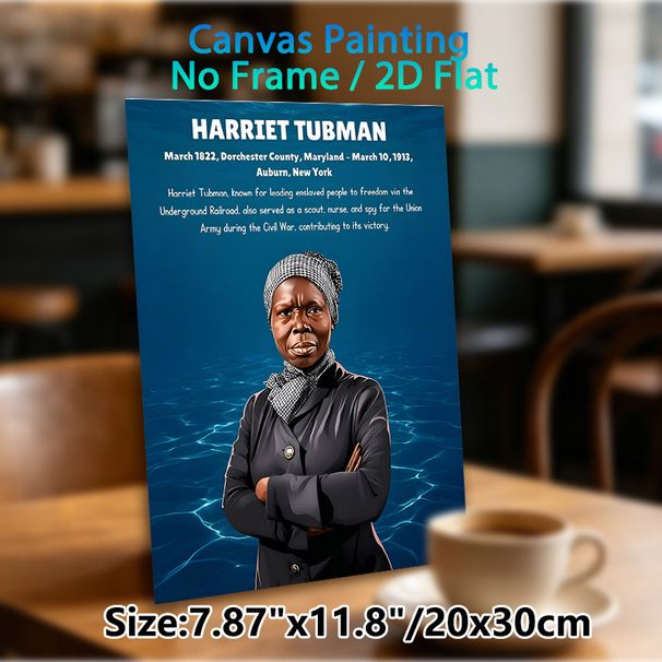 Harriet Tubman Historical Figure Painting Poster, Vivid Illustrated Portrait With Biographical Text Poster, Informative Historical Decor Ideal For_maomaolike.com