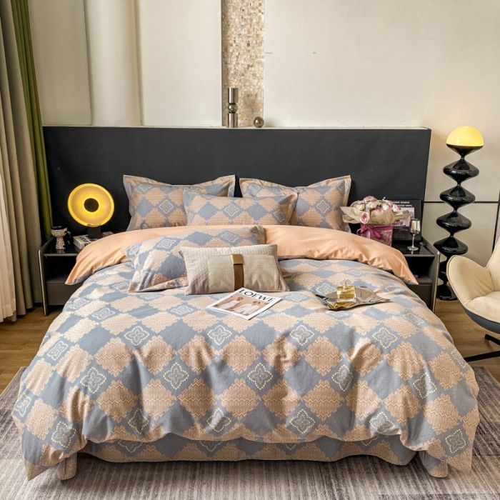 2026New Spring And Summer All-Cotton Brushed Four-Piece Light Luxury Printed Active Pure Cotton Duvet Cover_maomaolike.com