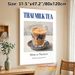 Thai Milk Tea Painting Poster, Vintage-style Elegant Blue-Patterned Glass Of Creamy Thai Milk Tea Poster, Brings Exotic Culinary Charm, Suitable For_maomaolike.com