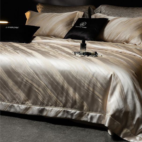 Luxurious Italian High-End Jacquard Gilded Satin Bedding Set Four Seasons Premium Tencel Cotton Four-Piece Home Textile_maomaolike.com