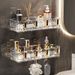 Wall-Mounted No-Drill Installation Transparent With Hooks Makeup Skincare Bathroom Storage Rack_maomaolike.com