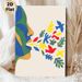 Abstract Profile & Artistic Motifs Painting Poster, Vibrant Cutout-style Poster, Colorful Birds, Figures And Foliage Design, Chic Wall Decor For_maomaolike.com