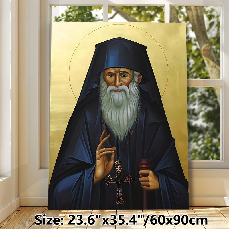 Eastern Orthodox Saint Painting Poster, Serene Traditional Religious Portrait Poster, Reverent Religious Decor Ideal For Church And Home Prayer Spaces_maomaolike.com