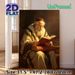 Elderly Scholar Reading Painting Poster, Warm-toned Realistic Oil Painting Style Poster, Serene Elegant Artwork Suitable For Study, Living Room And_maomaolike.com