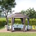 Brown Steel Gazebo Paradise 12x12 Party Tent With Double Roof, Curtains & Netting_maomaolike.com