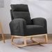 Modern Accent Rocking Chair, With Side Pocket, Upholstered Glider Rocker, Living Room Lounge Chair With High Backrest (Black,teddy)_maomaolike.com