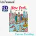 New York City Skyline Painting Poster, Vibrant Cartoon-style Urban Scene Poster, Showcases Iconic Landmarks, Adds Lively City Atmosphere, Ideal For_maomaolike.com