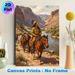 Native American Horseman & Horse Herd Painting Poster, Vintage Western Realistic Oil Painting Poster, Captivating Canyon Riverside Historical Scene_maomaolike.com