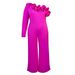 Women's oblique collar ruffle jumpsuit Commuter style high waist casual tights Jumpsuit_maomaolike.com