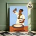 Ethnic Woman Making Traditional Food Painting Poster, Warm-toned Flat Illustration Poster, Cultural Art Decor Suitable For Home And Dining Room_maomaolike.com