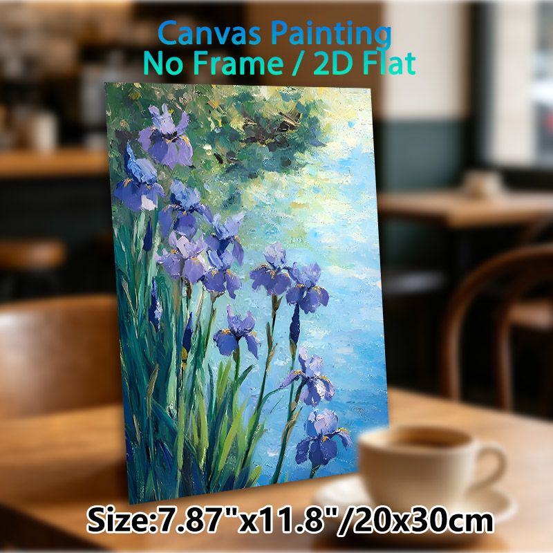 Iris Flower Themed Painting Poster, Vibrant Impressionist Style Purple Iris Floral Poster, Serene Nature-inspired Decor Ideal For Living Room, Bedroom_maomaolike.com