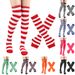 Unisex Christmas striped gloves over the knee socks Halloween cosplay holiday party costume set_maomaolike.com