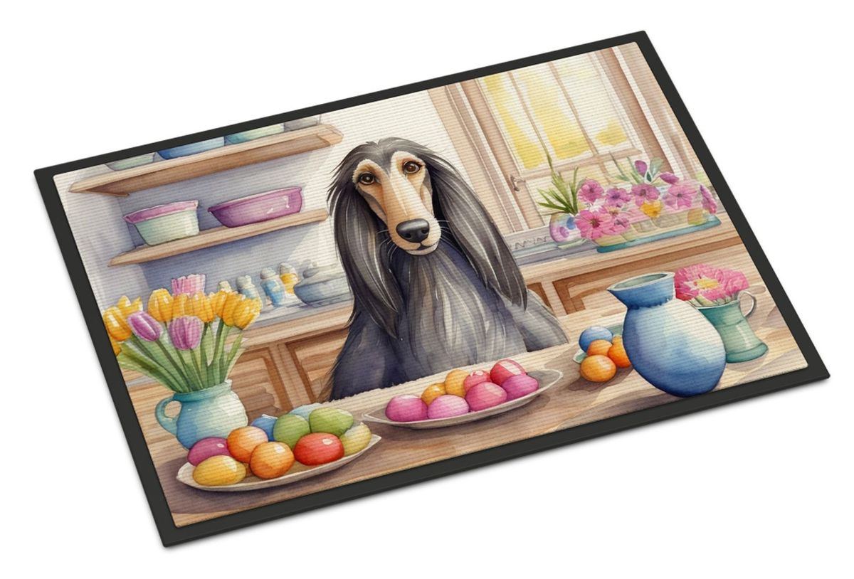 Decorating Easter Afghan Hound Doormat Front Door Mat Indoor Outdoor Rugs For Entryway, Non Slip Washable Low Pile, 24H X 36W_maomaolike.com