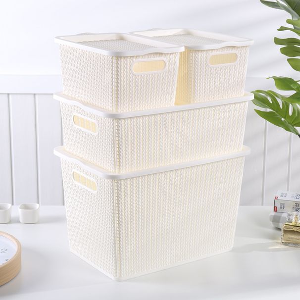 Clothing Home Use, Portable Rattan-woven Plastic With Lid, For Organizing Clothes And Quilts, Large-capacity Storage Box_maomaolike.com