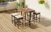 5-Piece Outdoor Acacia Wood Bar Height Table And Four Stools With Cushions, Garden PE Rattan Wicker Dining Table, Foldable Tabletop, High-Dining Bistro Set, All-Weather Patio Furniture, Brown_maomaolike.com