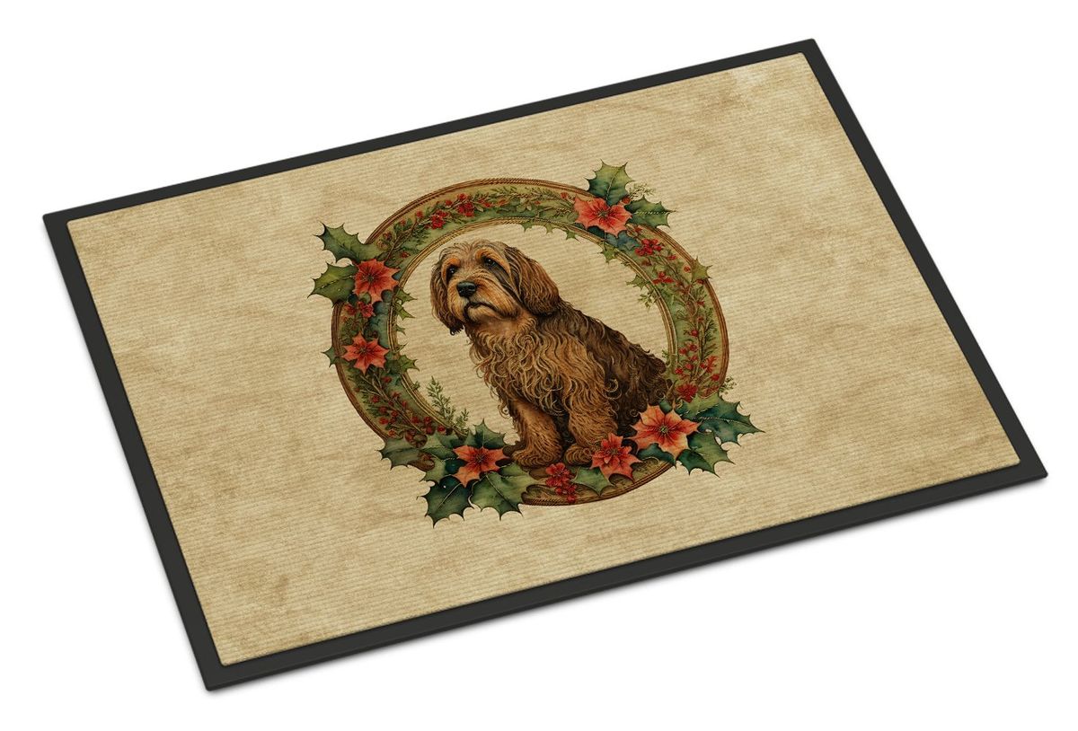 Otterhound Christmas Flowers Doormat Front Door Mat Indoor Outdoor Rugs For Entryway, Non Slip Washable Low Pile, 24H X 36W_maomaolike.com