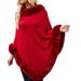 Women's Clothing 2023 autumn and winter new women's clothing shawl tassel cape fur collar pullover sweater women_maomaolike.com