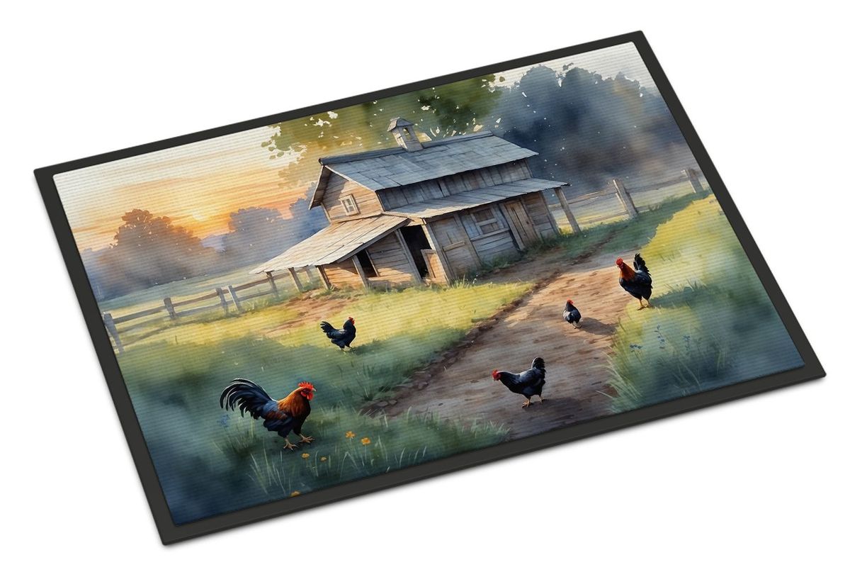 Chicken Coop At Dawn Doormat Front Door Mat Indoor Outdoor Rugs For Entryway, Non Slip Washable Low Pile, 24H X 36W_maomaolike.com