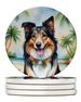Collie Luau Large Sandstone Coasters Pack Of 4 Absorbent Round Coasters Decor Gifts For Men Or Women, 4 In, Multicolor_maomaolike.com