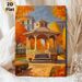 Autumn Gazebo Painting Poster, Vibrant Impressionist-style Poster Featuring Warm-toned Fall Gazebo With Golden Foliage And Houses, Adds Cozy Seasonal_maomaolike.com