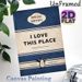"I Love This Place" Vintage Book Style Painting Poster, Retro Distressed Blue & Beige Poster, Warm Heartfelt Quote With Penguin Graphic, Ideal For_maomaolike.com