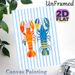 Crayfish Themed Painting Poster, Vibrant Colorful Orange & Blue Crayfish With Striped Backdrop Poster, Playful Coastal-style Decor, Ideal For Kitchen_maomaolike.com